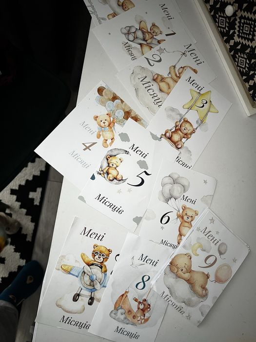 Картки для фото по місяцях, картки для щомісячних фото