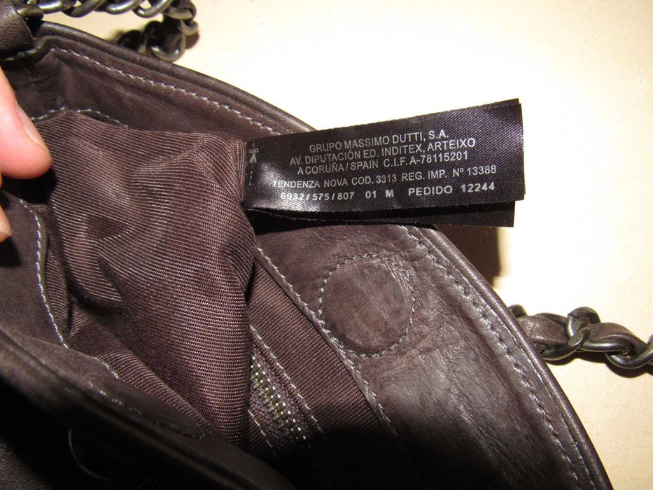 Винтажная кожаная мини-сумка кроссбоди Massimo Dutti