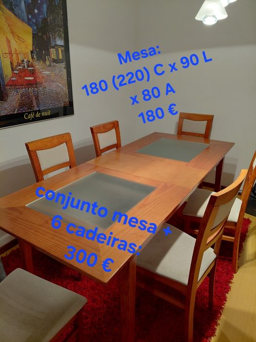 Conjunto mesa de jantar c/ 6 cadeiras