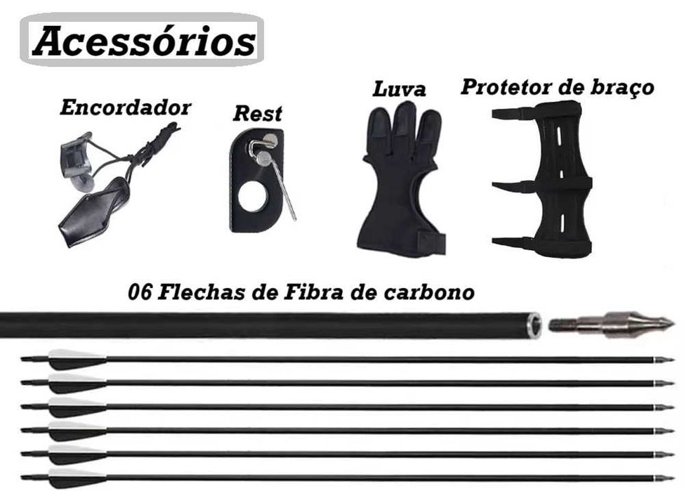 Arco recurvo 40lbs +06 Flechas (Kit completo)