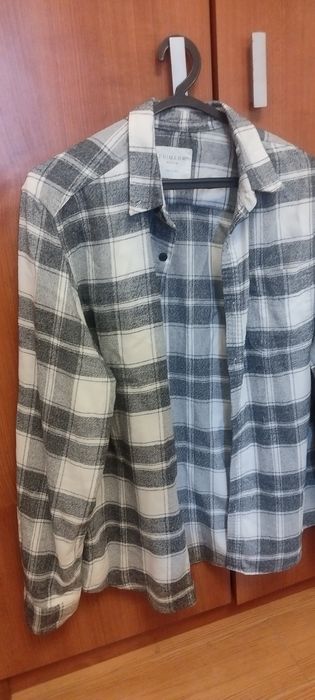 Camisa flanela cinza e branca Primark M