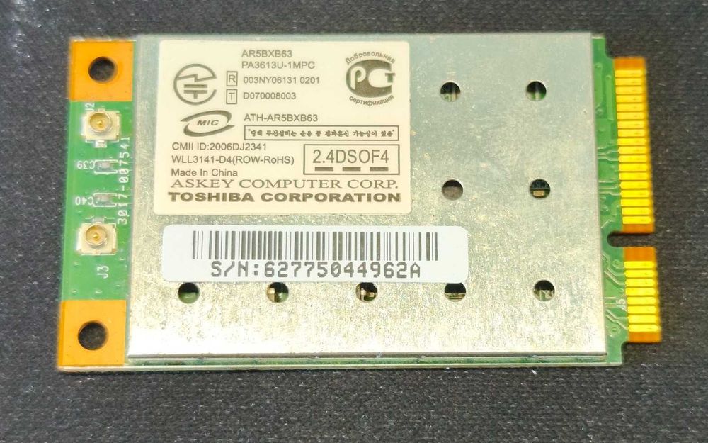 Karta WiFi Atheros AR5BXB63 Toshiba WLL3141-D4 mini PCI-E 54 Mb/s