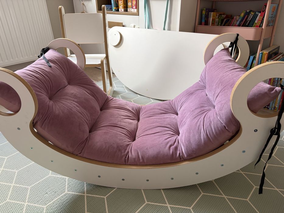 Zestaw Montessori Bujak, krzesełko, stolik, scianka wspinaczkowa/zjeżdzalnia