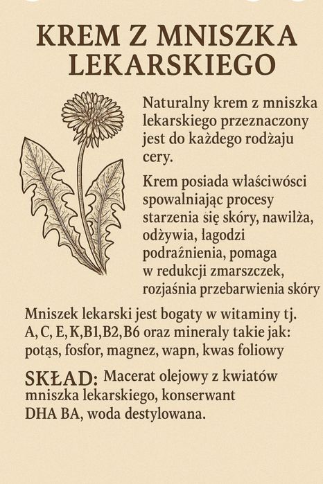 Naturalny Krem z mniszka lekarskiego