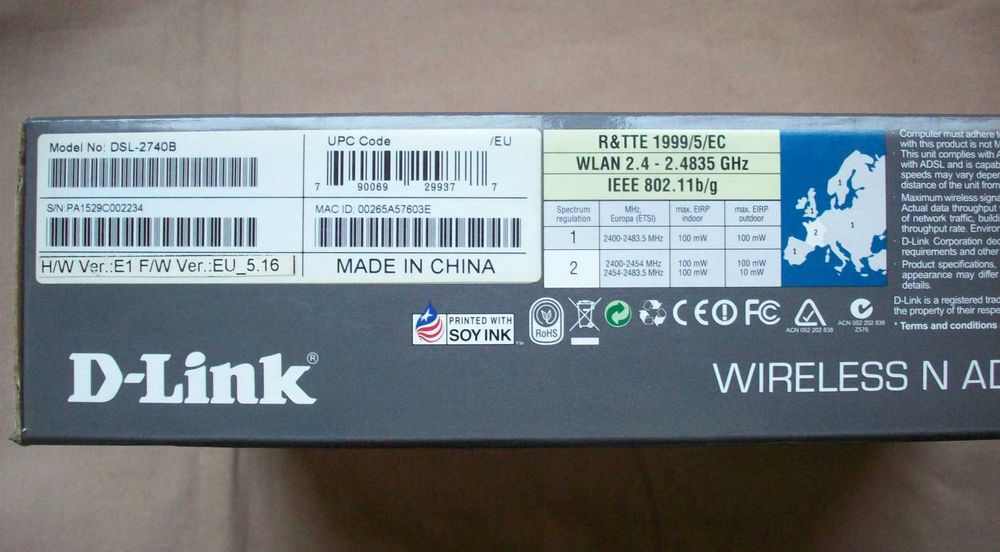 D-Link Wireless N ADSL2+ Router, DSL-2740B.