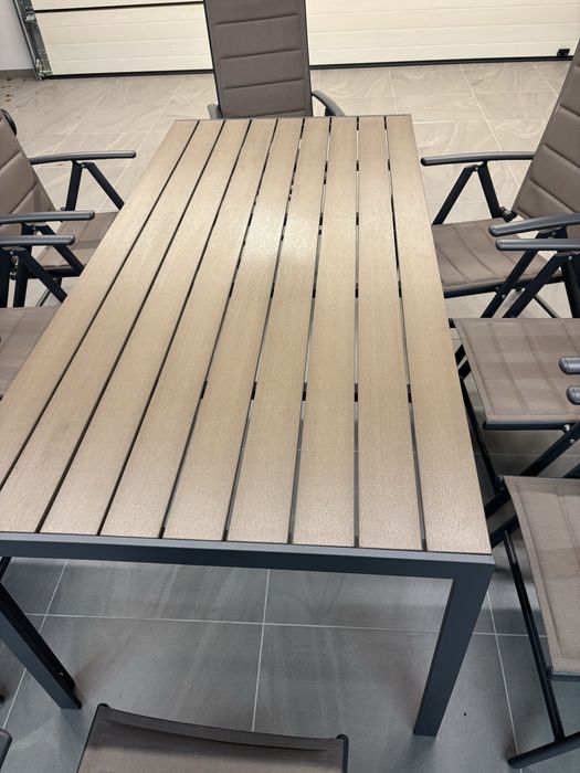 Stół ogrodowy aluminiowy Ibiza 180 cm Grey / Taupe+ 8 krzeseł