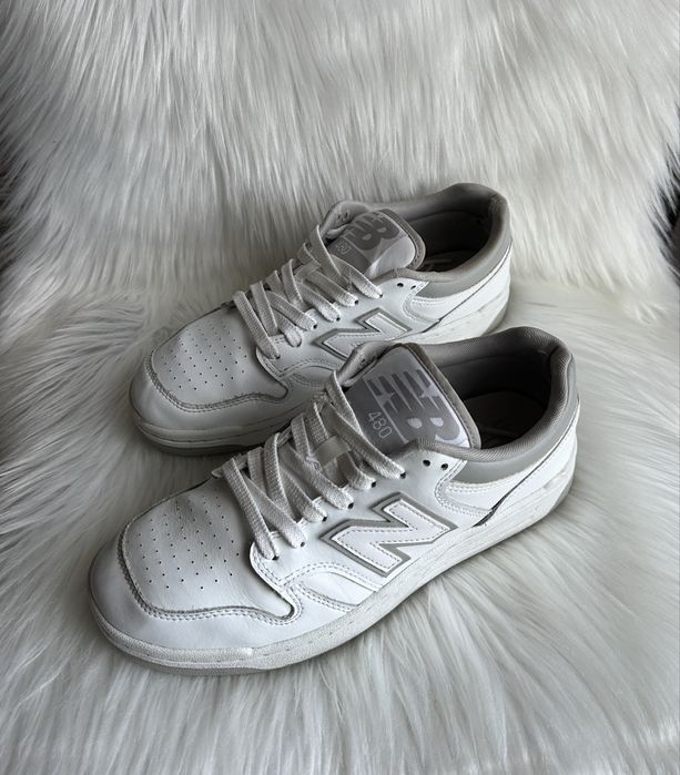 New Balance 480 Buty Unisex 40.5 Sneakersy Białe Sportowe Sznurowane Niski