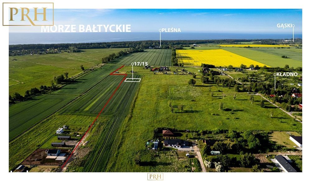 Działka nad morzem  Kładno gm. Będzino 1155 m2 z w