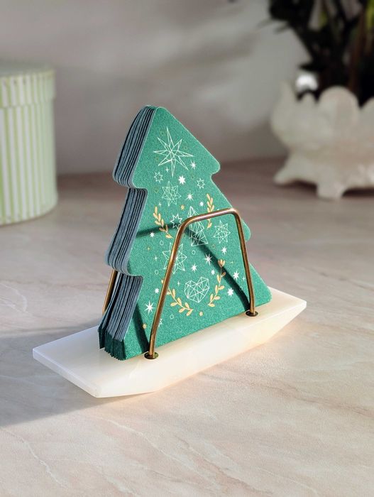 Elegancki duży serwetnik z marmurową podstawą