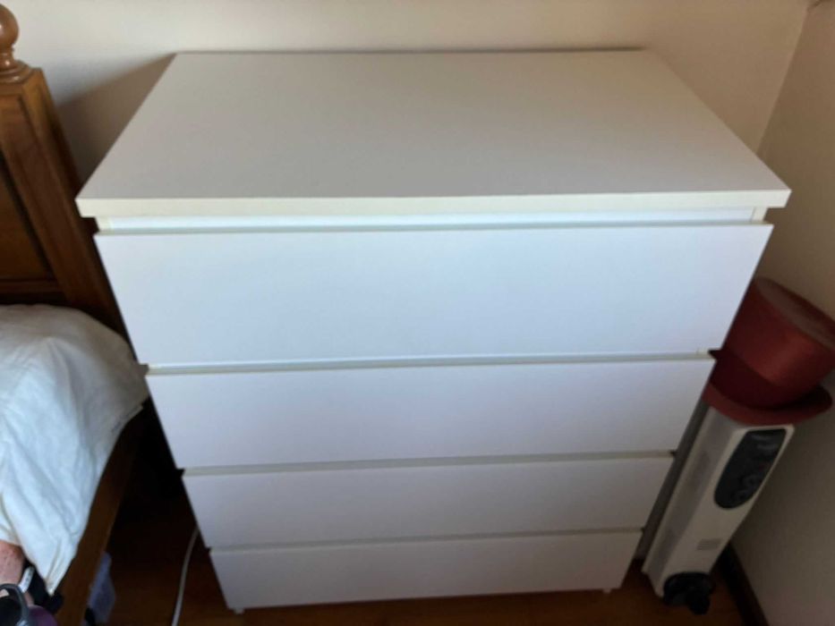 MALM Cómoda c/4 gavetas, branco, 80x100 cm