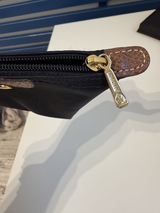 Portfel Longchamp mini black nylon leather