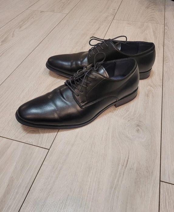 pier one klasyczne półbuty wizytowe skórzane czarne rozmiar 42