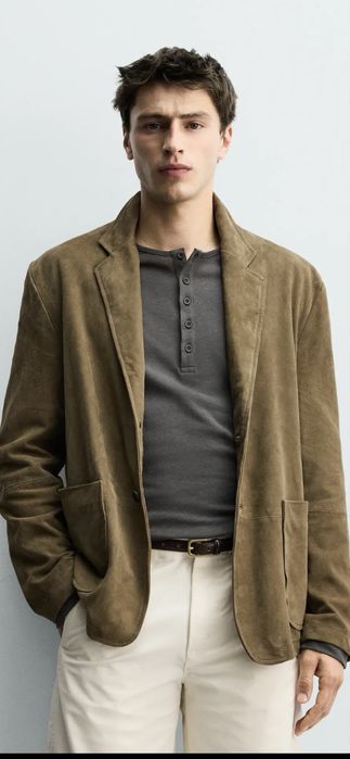 Шкіряний чоловічий піджак Zara