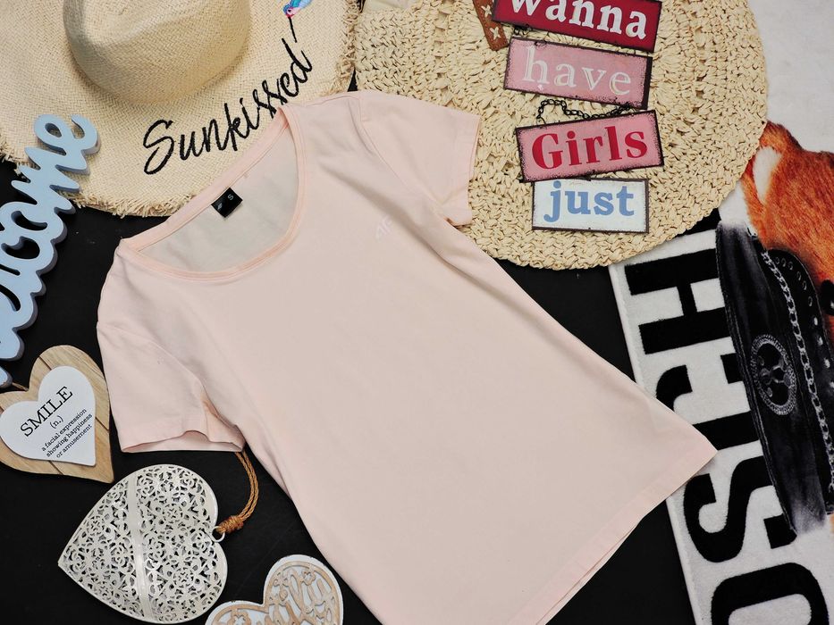 4F Pastelowy t shirt logo basic S