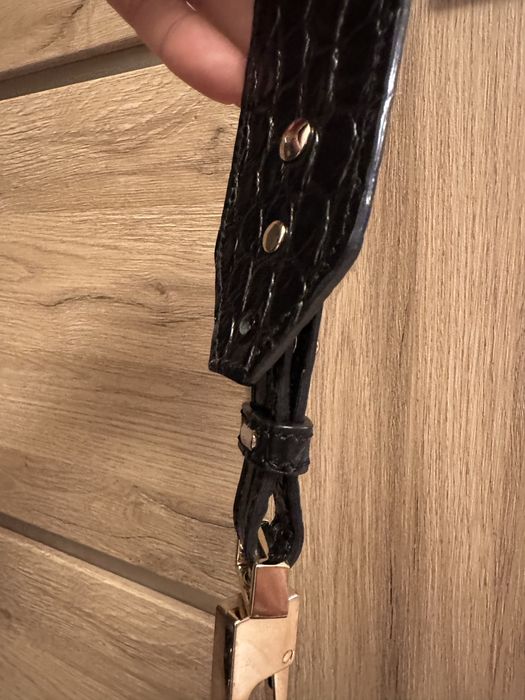 Torebka Chylak czarny błyszczący krokodyl