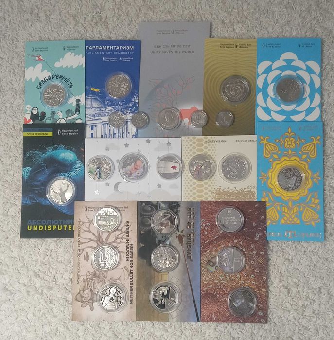 (25шт+1банкнота) Повний річний набір пам'ятних монет України 2024 року