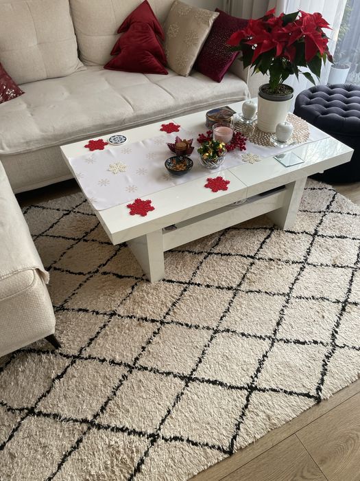 Dywan Shaggy beżowo czarny