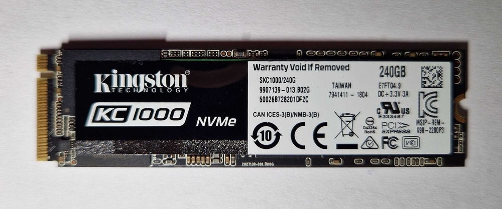 Kingston KC1000 NVMe PCIe SSD M.2 240GB64730163380867120