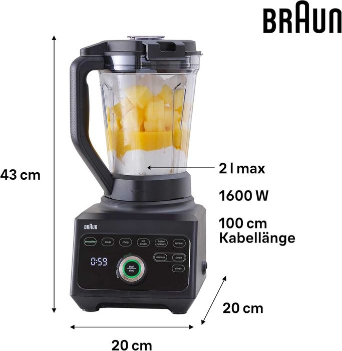 Блендер міксер подрібнювач Braun PowerBlend 9 JB9040BK 1600 Вт 18 прог