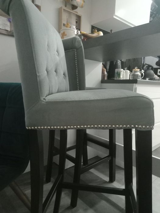 Hoker krzesło komplet Glamour do wyspy 2 sztuki szary