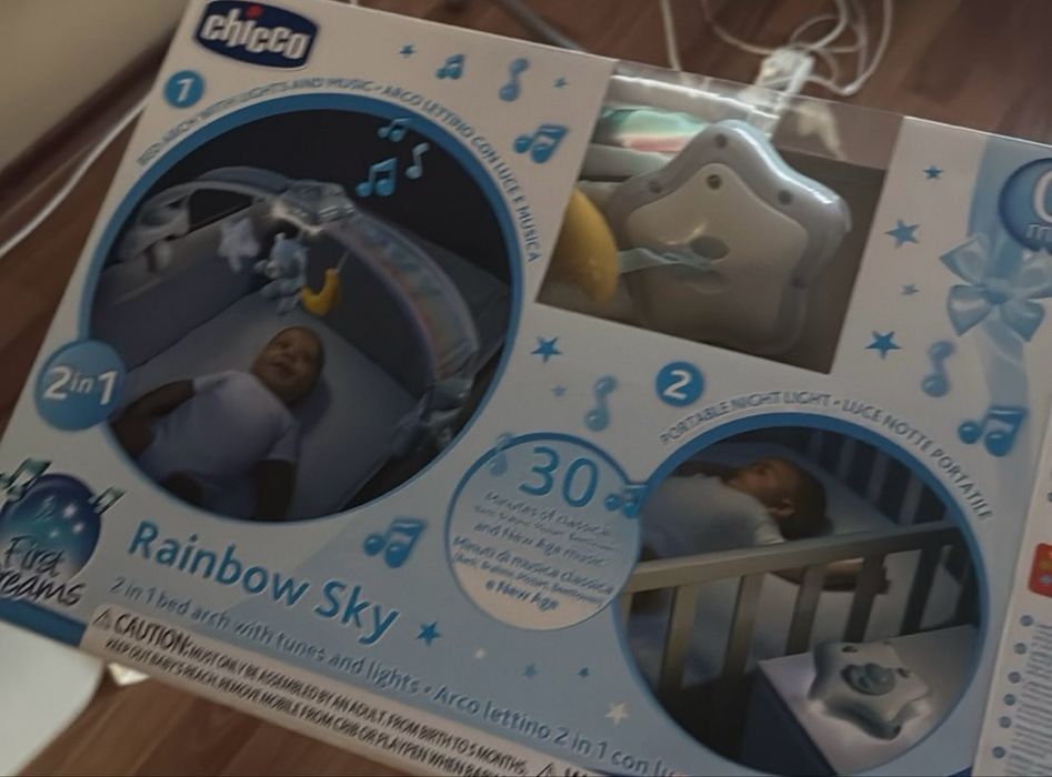Игрушка на кроватку Chicco Радужное сияние голубая - ночник
