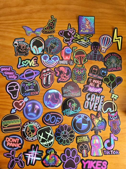 50 Autocolantes Stickers Neon