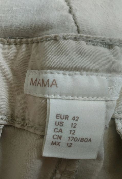 Spodnie damskie ciążowe materiałowe 42 XL h&m Mama beżowe lato cienkie