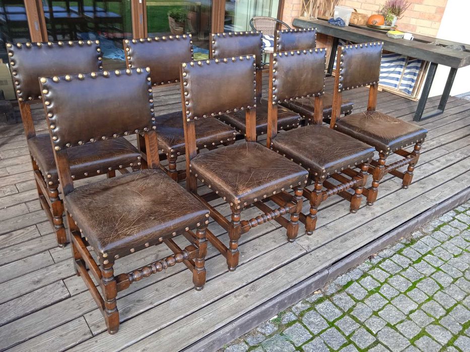 krzesła dębowe antyk 8 szt. komplet krzeseł