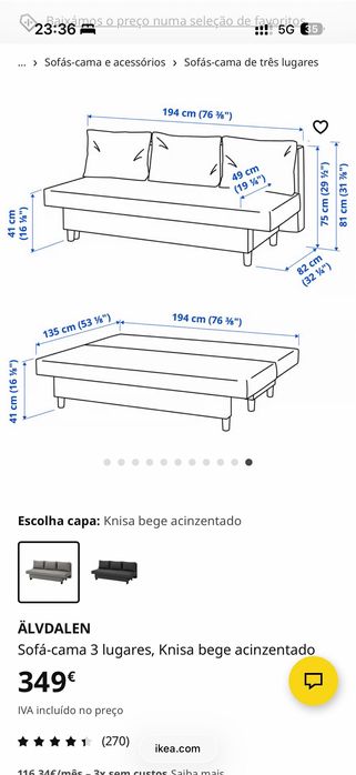 Sofá cama com arrumação