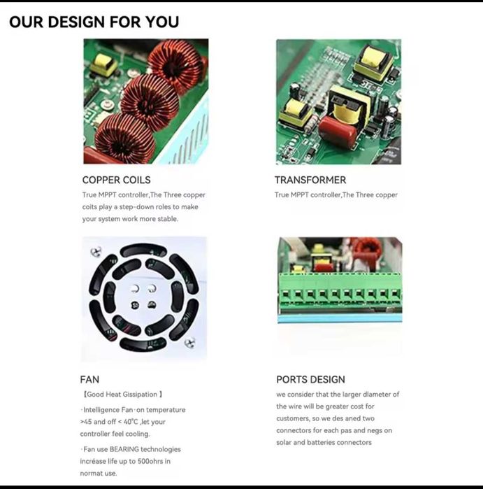 Сонячний Контролер заряду сонячної батареї 60A Мррт MPPT 12В 24 36 48