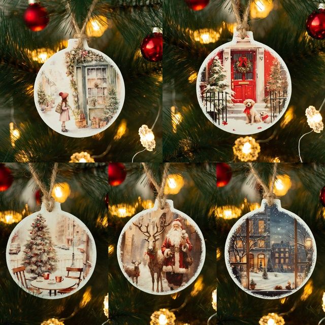 Набір подарунок Новорічний  ялинкових прикрас із дерева