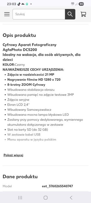 Aparat cyfrowy  AGFAPHPTO