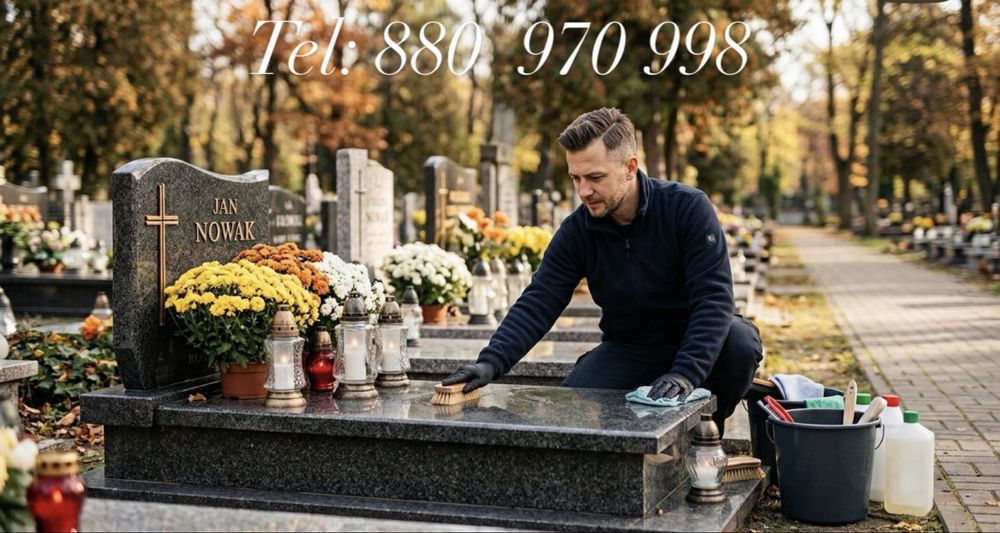 Sprzątanie, opieka i mycie nagrobkow.