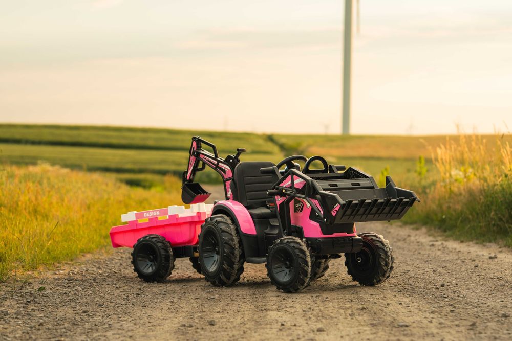 Różowy duży TRAKTOR KOPARKA NA AKUMULATOR 720t sx2068 400W 24V