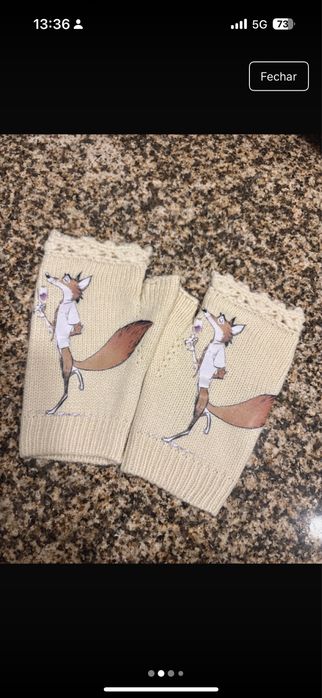 Luvas sem dedos com raposa