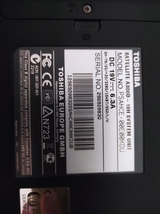 Laptop Toshiba SATELLITE A300D