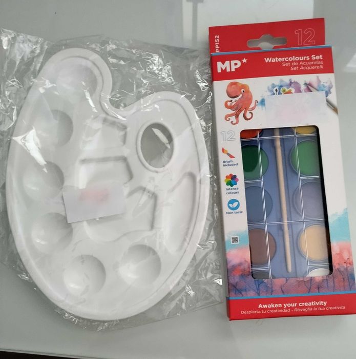 Conjunto de aguarelas e Godé