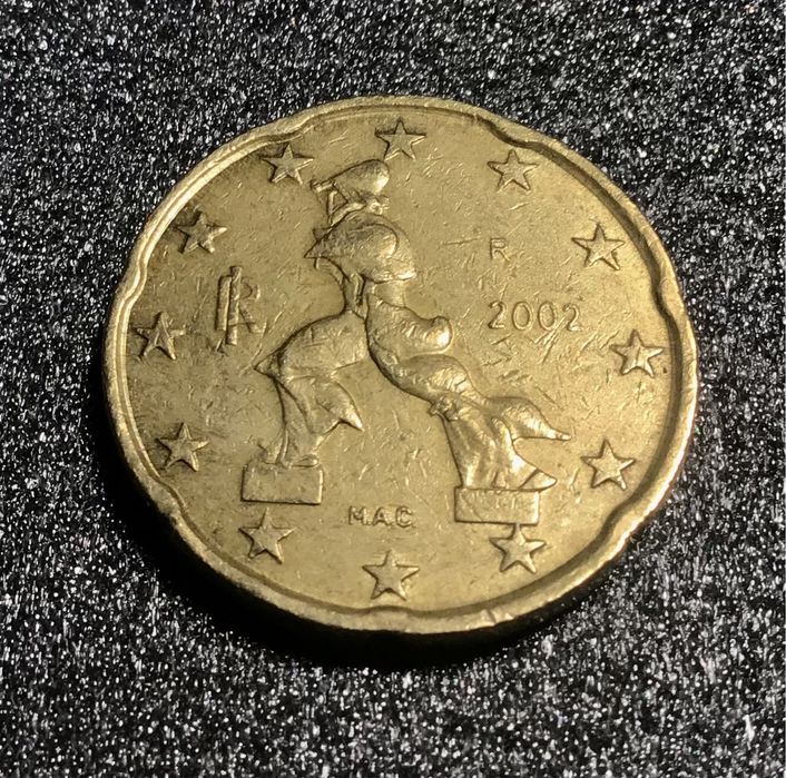 Moeda de 20 cêntimos - Itália 2002 M.A.C. - Rara