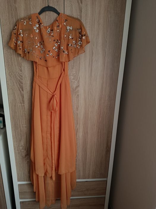 Asos długa pomarańczowa sukienka rozmiar S
