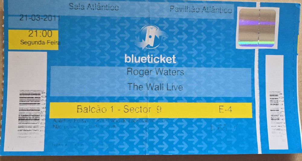 Bilhetes antigos concertos rock