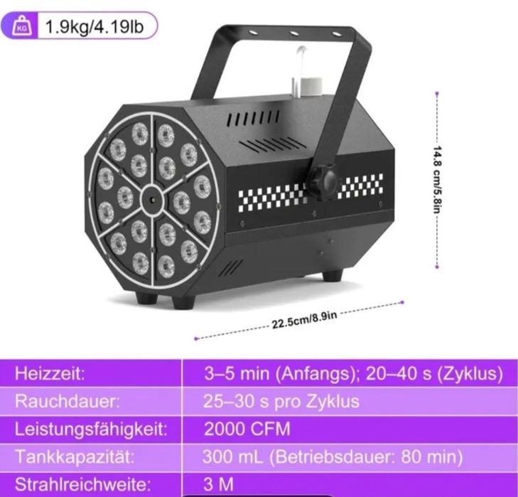 Máquina de fumo RGB 1000W