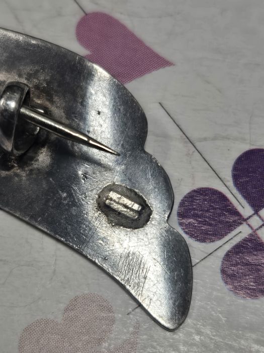 Broszka vintage srebro kokarda TEKA