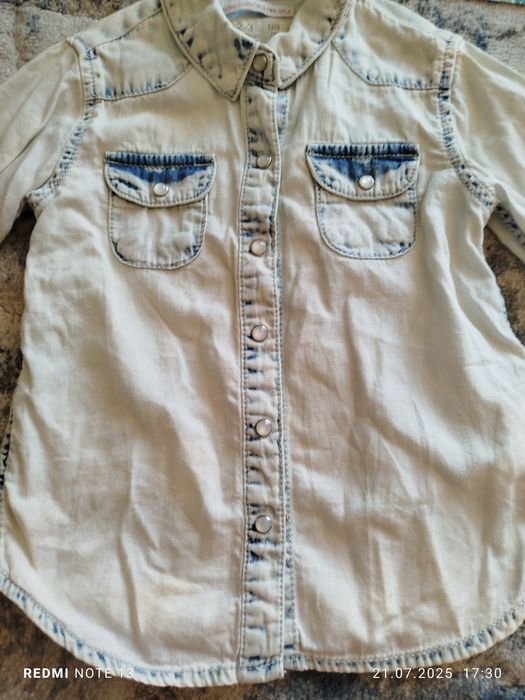Elegancka koszula sprana ala jeans dżins lefties 98 2-3 lata