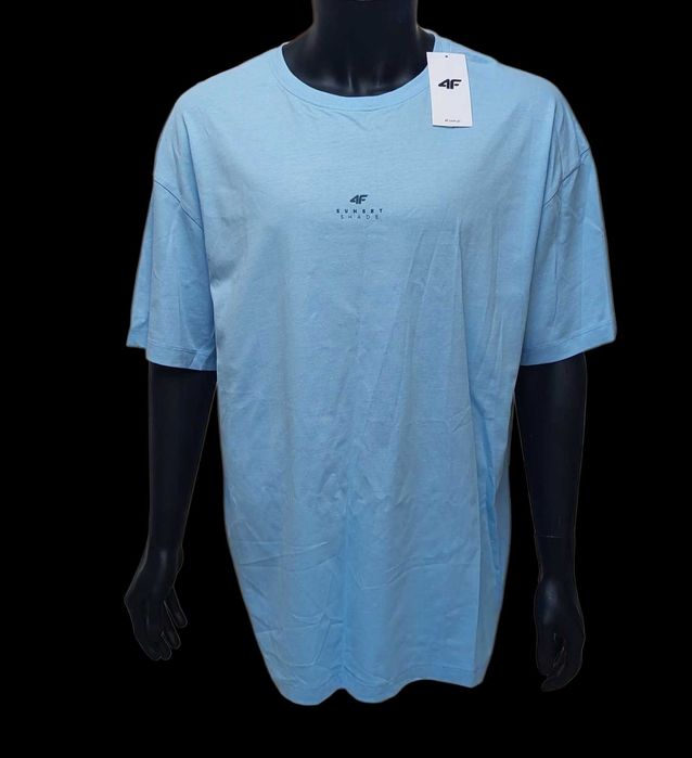 Bawełniana niebieska koszulka męska 4F, R. XL oversize