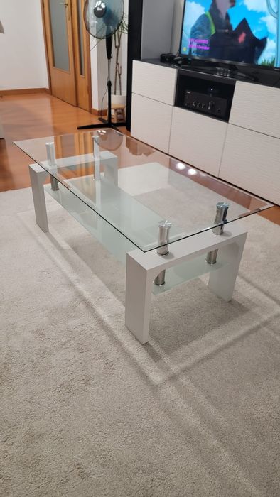 Conjunto de mesas de sala em vidro