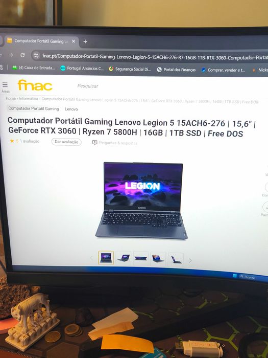 Lenovo Legion 5 15ACH 15,6" RTX3060 6G Ryzen 7 5800H 16GB 1TB SSD