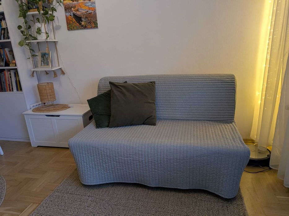 IKEA LYCKSELE sofa 2-osobowa, materac Murbo, pokrycie Knisa jasnoszare