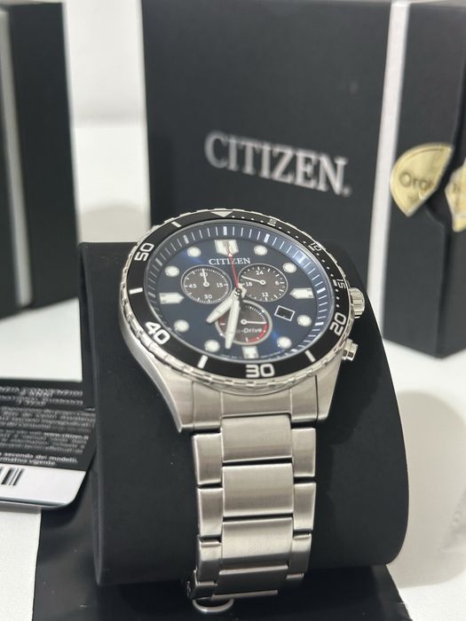 Citizen AT2560-84L Eco-Drive Chronograph 43mm Blue Dial Stainless Steel