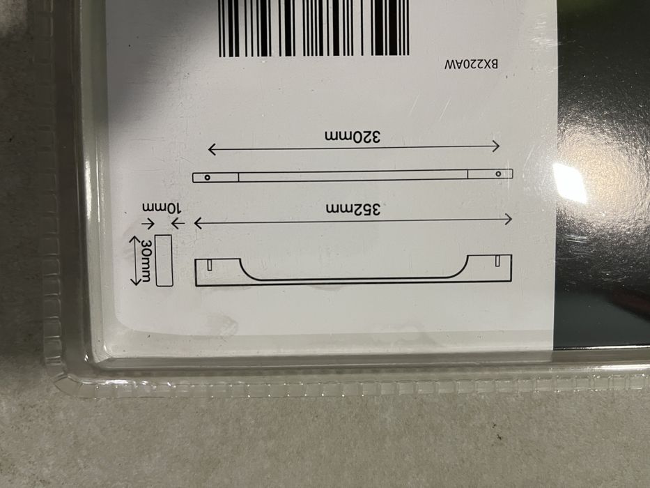 Nowe Uchwyty meblowe 2-pak srebrny polysk 352x30x10mm , rozstaw 320mm