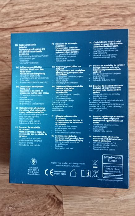Nowy oryginalnie zapakowany czujnik tlenku węgla - czadu  Carbon monoxide detektor  Smartwares